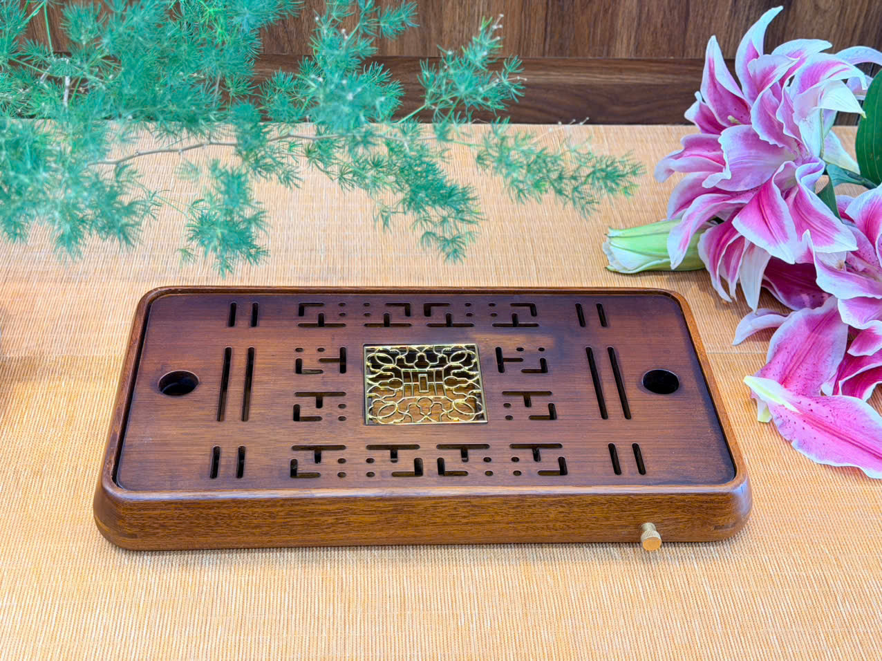 KHAY TRÀ GỖ TRE CÓ BỆ THOÁT NƯỚC - KÍCH THƯỚC 37X20X4CM - KHAY TRÀ ĐẸP