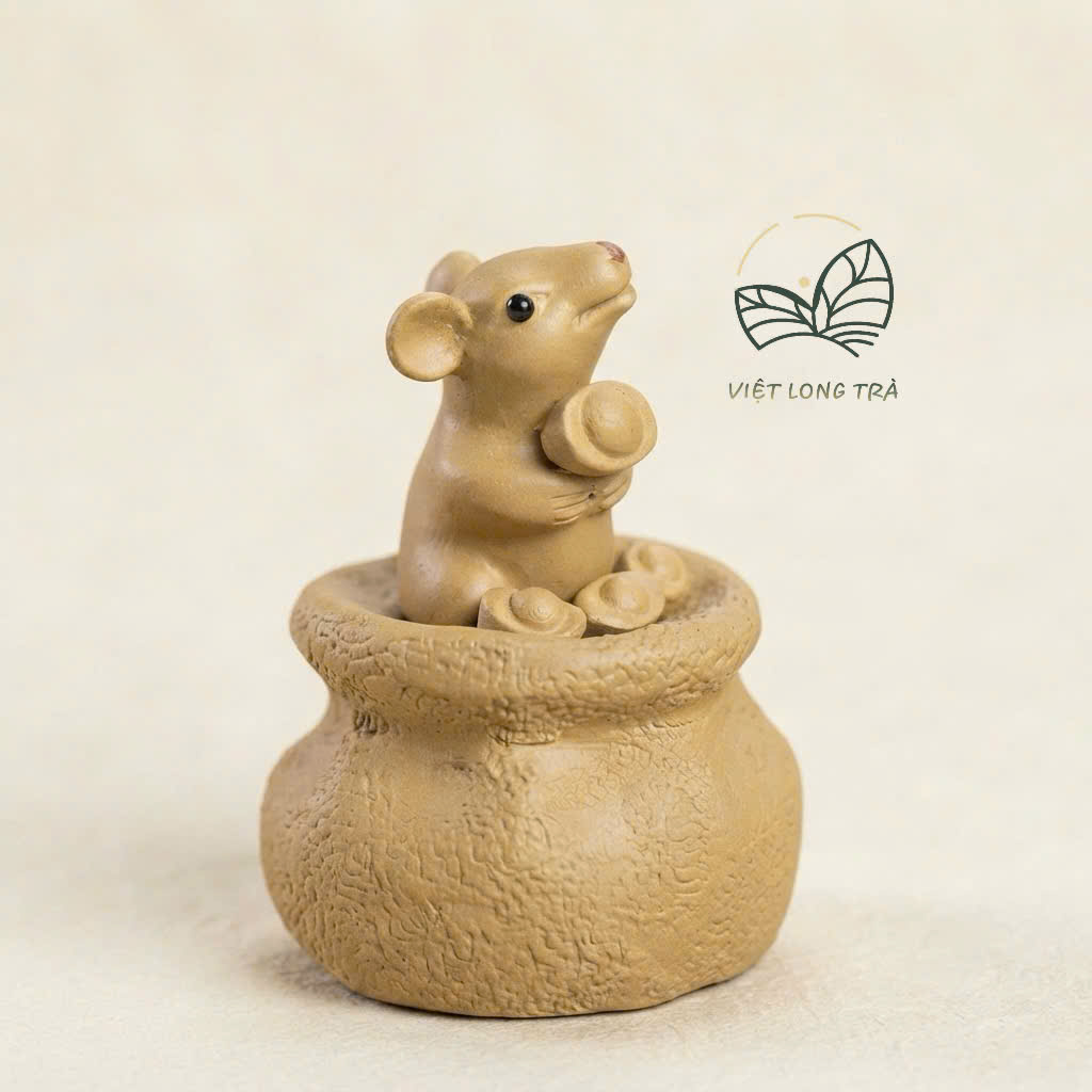 PET TRÀ CHUỘT KIM BẢO ĐẤT NUNG TỬ SA - TRANG TRÍ BÀN TRÀ PHONG THỦY