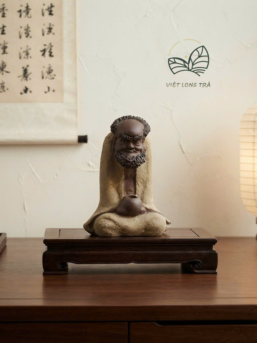 TƯỢNG CỤ ĐẠT MA NGỒI THIỀN - TRANG TRÍ BÀN TRÀ PHONG THỦY