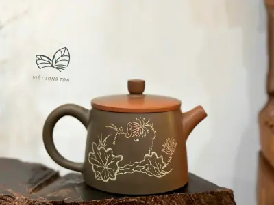 HANDMADE LOTUS-CARVED HAN DUO TEAPOT - NIXING CERAMIC - EXCELLENT PERFORMANCE - CAPACITY 200ML