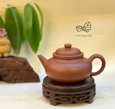 ZISHA FANGGU SHUIPING TEAPOT - DICAOQING CLAY - CAPACITY 180ML - ARTISAN WANG XIAOFENG