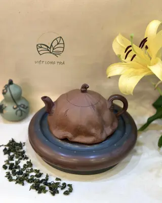 ZI SHA WARE DOUBLE LOTUS TEAPOT DUAN NI FEN JIANG CLAY 200ML - FULLY HANDMADE TEAPOT - ARTISAN DENG XILAN