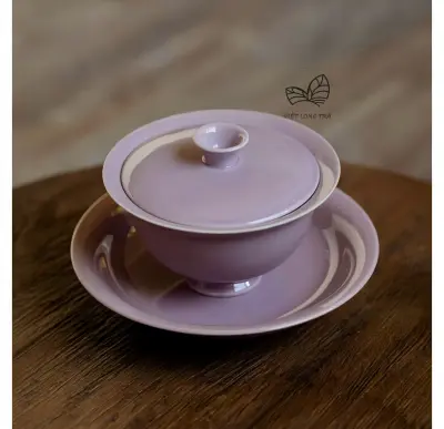 PORCELAIN BREWING GAIWAN WITH SAUCER IN PINK-VIOLET - CAPACITY 135ML