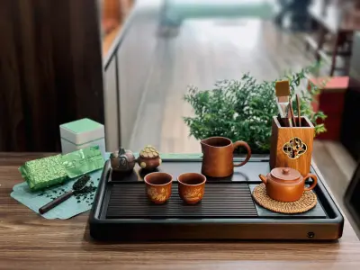 KHAY TRÀ GỖ CAO CẤP - BỀ MẶT DÁT ĐÁ ĐẸP MẮT - ĐỘ BỀN CAO - SIZE NHỎ 50CM x 30CM x 4CM