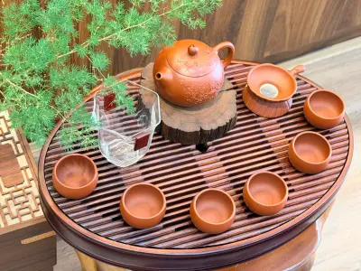 Oval Tea Tray "Spirit" — Smoked Bamboo — Large Size 45 × 32 × 5 cm — Durable Tea Tray