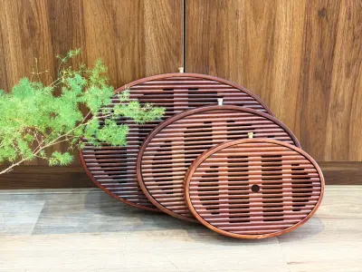 Oval Tea Tray "Spirit" — Smoked Bamboo — Small Size 29 × 20.5 × 5 cm — Durable Tea Tray