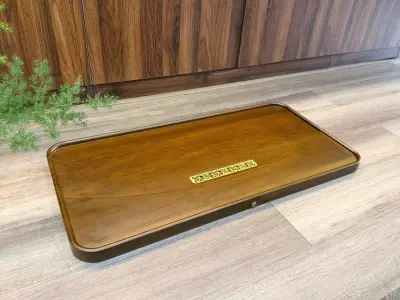 "FLOWING WATER" TEA TRAY – SOLID BAMBOO – ROSEWOOD-TONE FINISH – LARGE SIZE 80x40x3CM