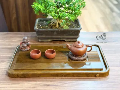 ĐỒNG PHÚC TEA TRAY - SOLID BAMBOO - ROSEWOOD-LACQUERED SURFACE - SMALL SIZE 50X28CM