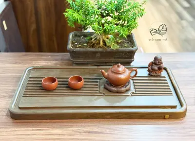 ĐỒNG PHÚC TEA TRAY - SOLID BAMBOO - ROSEWOOD-LACQUERED SURFACE - MEDIUM SIZE 60X32CM
