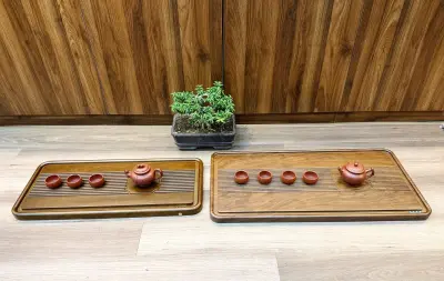 ĐỒNG PHÚC TEA TRAY - SOLID BAMBOO - ROSEWOOD-LACQUERED SURFACE - LARGE SIZE 80X40CM