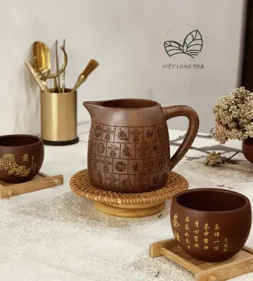 TỐNG UỐNG TRÀ GỐM CAO CẤP – CHẠM KHẮC HOẠ TIẾT “PHÚ QUÝ CÁT TƯỜNG”