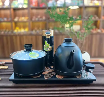 KAMJOVE K9 ELECTRIC TEA KETTLE SET, BLACK - AUTOMATIC WATER PUMP - 304 STAINLESS STEEL