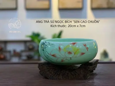 ANG TRÀ SỨ CẢNH ĐỨC HOA SEN LÁ LIỄU - 1800ML - TRÀ CỤ UỐNG TRÀ TIỆN LỢI