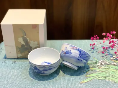 HAND-PAINTED JINGDEZHEN TRANSLUCENT PORCELAIN CUP - LANDSCAPE MOTIF - CAPACITY 100ML